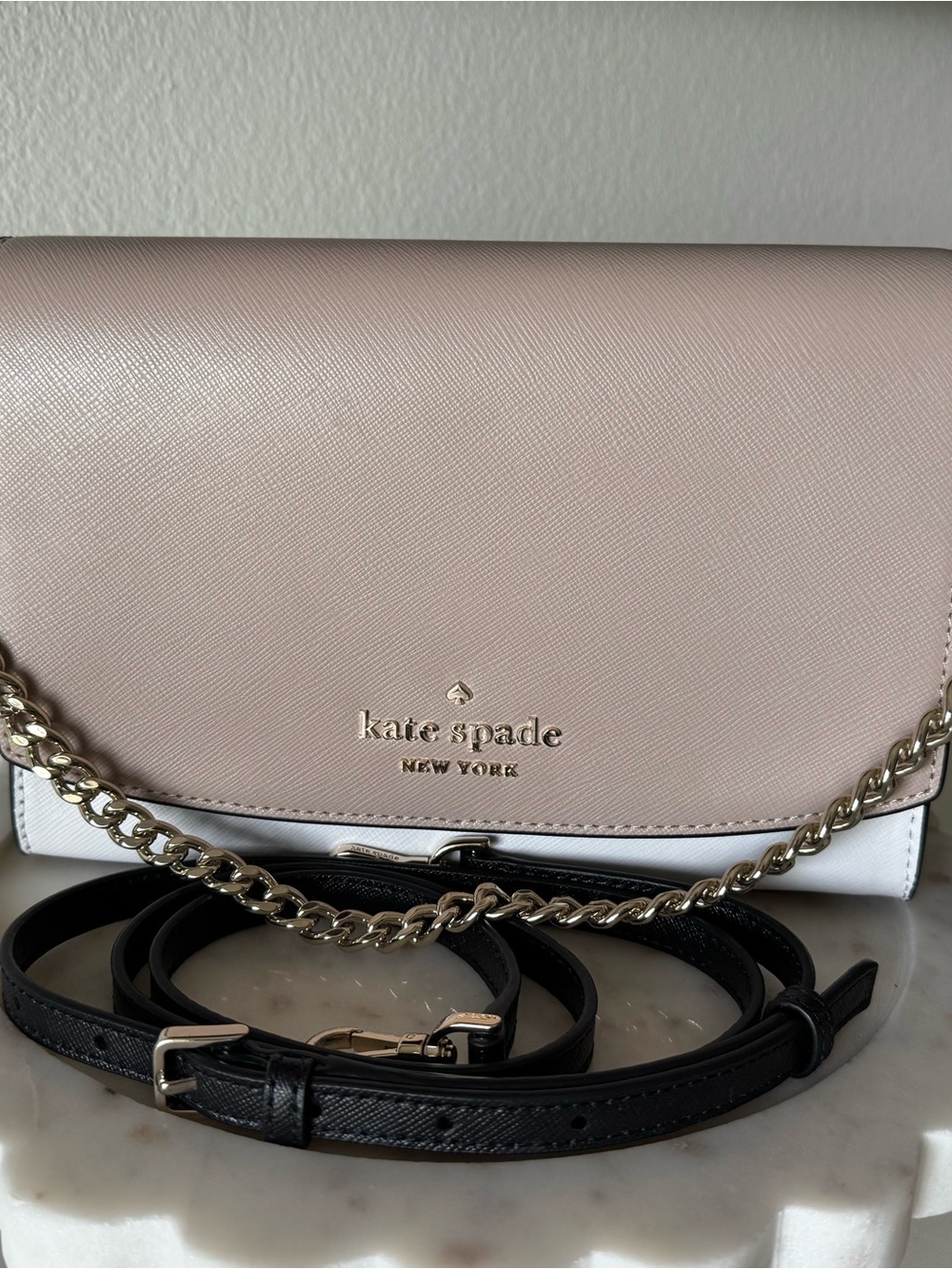 kate spade Two-Tone Blush, White & Black Chain Crossbody
